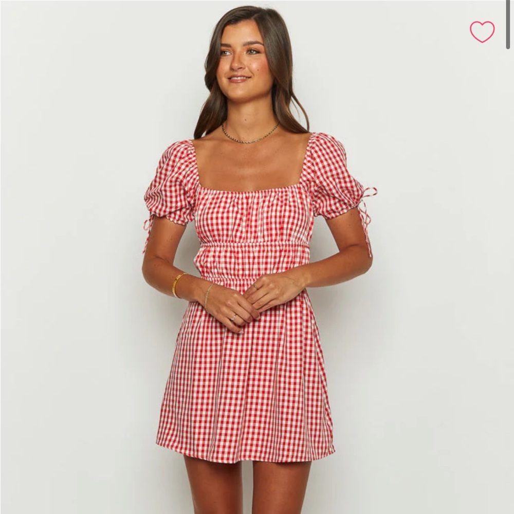 Beginning Boutique Red Checkered Mini Dress